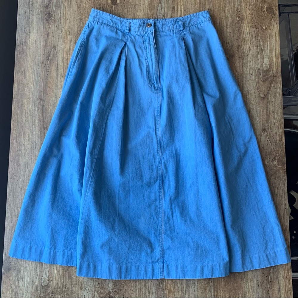 Vintage Susan Bristol Blue Chambray A-Line Skirt